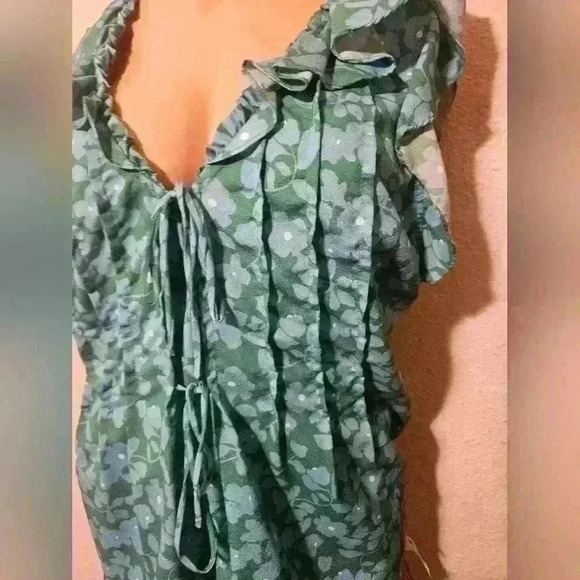 Derek Lam CollectiveBlue Floral Tie Top S - Picture 5 of 7